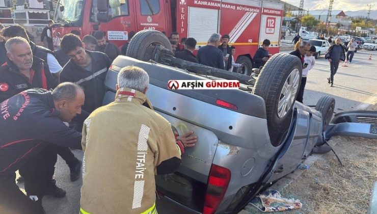 Afşin’de Trafik Kazası, Takla Atan Otomobilde 2 Kişi Yaralandı